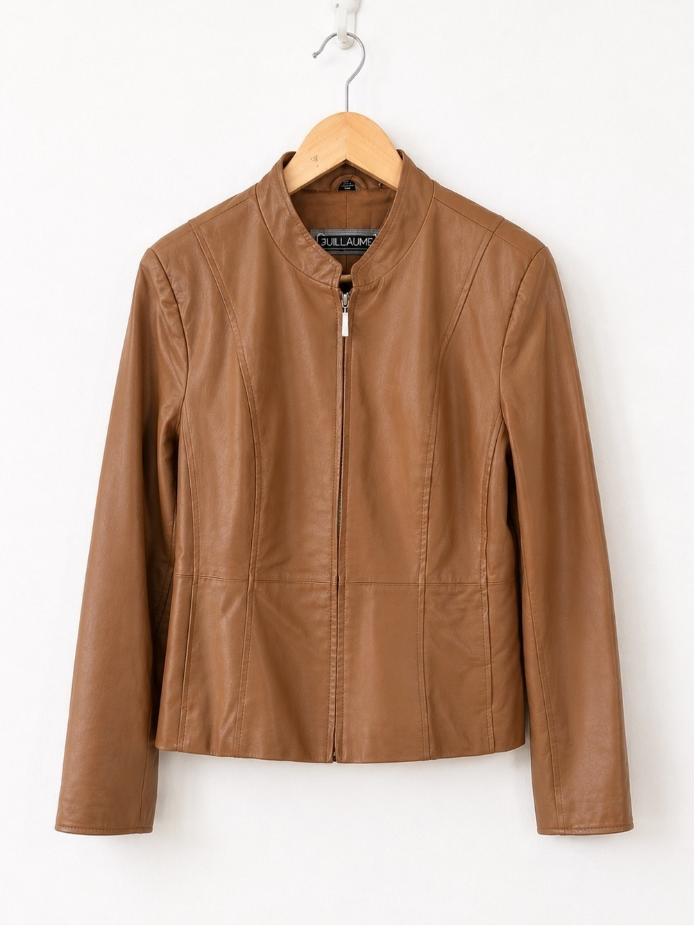 Vintage Guillaume - Cognac Leather Moto Jacket - Minimalist 90s - Small